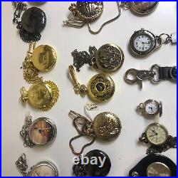 Lot Of 40 Assorted Pocket Watches Untested Vintage New Parts Repair Good