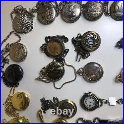 Lot Of 40 Assorted Pocket Watches Untested Vintage New Parts Repair Good