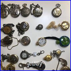 Lot Of 40 Assorted Pocket Watches Untested Vintage New Parts Repair Good