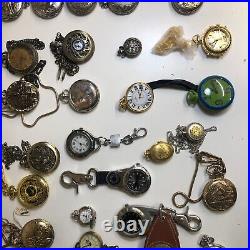 Lot Of 40 Assorted Pocket Watches Untested Vintage New Parts Repair Good