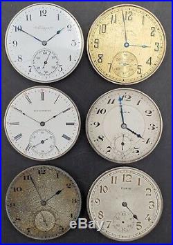 Lot Of 6 1941-1948 Elgin 12s 15/21j Pocket Watch Movements OF Parts/Repair