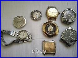 Lot Of 8 Vintage Mens Swiss Wristwatch Watch Parts Repair