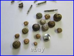 Lot Of Antique Pocket Watch Crowns Stems Sleeves Parts Repair