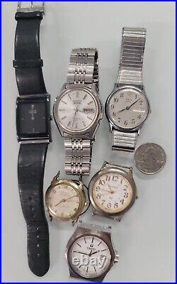 Lot Of Men's Quartz Watches Seiko Tissot Citizen Ecodrive Timex For Parts Repair