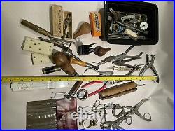 Lot Of Tools & Parts For Antique Clock & Watch Repair
