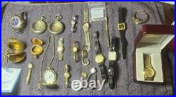 Lot Of Watches, Cases, And Parts For Repair And Resale Antique/Modern