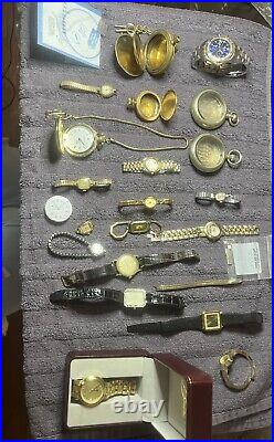 Lot Of Watches, Cases, And Parts For Repair And Resale Antique/Modern