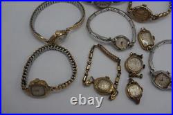 Lot of 10 Mechanical Winder Ladies Wrist Watch 10K RGP Parts or Repair