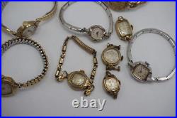 Lot of 10 Mechanical Winder Ladies Wrist Watch 10K RGP Parts or Repair