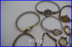 Lot of 10 Mechanical Winder Ladies Wrist Watch 10K RGP Parts or Repair