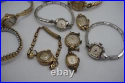 Lot of 10 Mechanical Winder Ladies Wrist Watch 10K RGP Parts or Repair