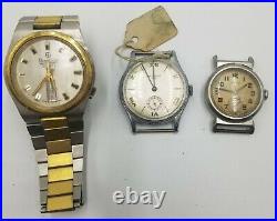 Lot of 10 Watches Mostly Rare Vintage Swiss Made and Others -For Parts or Repair
