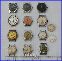 Lot of 12 Vintage Swiss BOY Trench Military 1920-1970s Wrist Watches Part repair