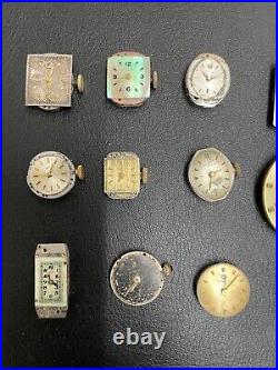 Lot of 15 Vintage Watch Movements Various Brands. Untested. Parts Repair C116