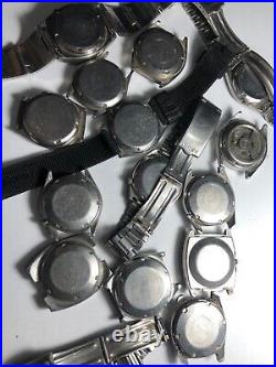 Lot of 15 seiko 5 automatic vintage watches for parts and repair
