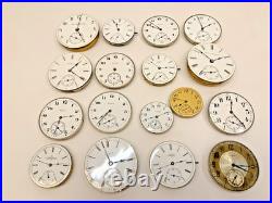 Lot of 17 Vintage Elgin Pocket Watch Faces For Repurpose Repair Parts BROKEN