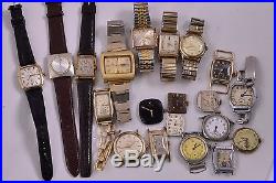 Lot of 20 Watches & Watch Movements For Parts or Repair -Elgin Hamilton & Bulova