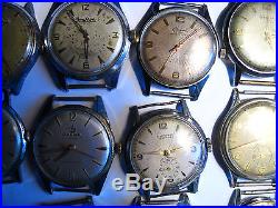 Lot of 22 Swiss and 2 Japan Vintage mens Watch Parts Repair Restoration