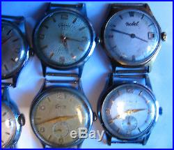 Lot of 22 Swiss and 2 Japan Vintage mens Watch Parts Repair Restoration