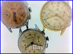 Lot of 3 Vintage Men's Chronograph wristwatches -for parts or repair