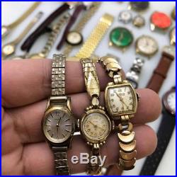 Lot of 31 Vintage Mixed Watches For Parts Repair Benrus Seiko Swiss Army Gruen +