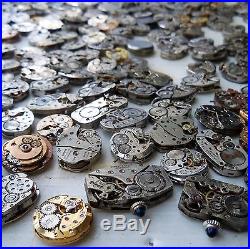 Lot of 327+ watch movements for parts or repair Wittnauer Bulova Tissot & others