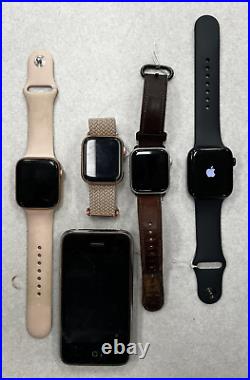 Lot of 4 Apple Watches + An iPhone 3GS For Parts & Repair