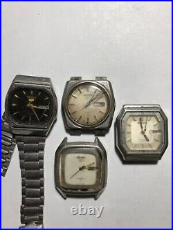 Lot of 4 Seiko Automatic vintage watches for parts and repair