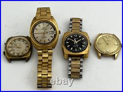 Lot of 4 Vintage Men's Watches (As-is, working, and parts or repair)