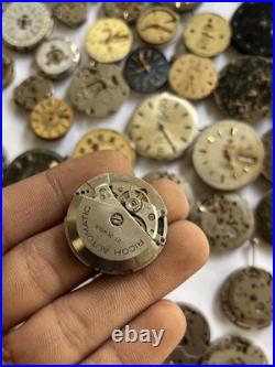 Lot of 55 VTG Watch Movements Mixed Brands Scrap-Parts Watchmaker Repair Lot