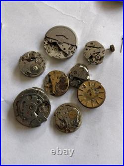 Lot of 55 VTG Watch Movements Mixed Brands Scrap-Parts Watchmaker Repair Lot
