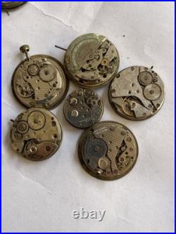 Lot of 55 VTG Watch Movements Mixed Brands Scrap-Parts Watchmaker Repair Lot