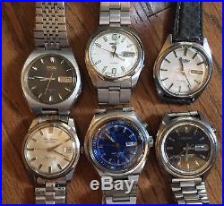 Lot of 6 Vintage Seiko Mechanical Automatic Watches For Parts or Repair
