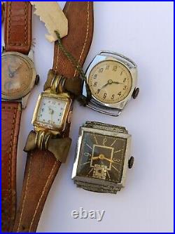 Lot of 9 Art Deco Vintage Watches for Parts or Repair Restoration Project