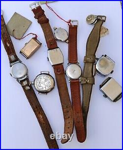 Lot of 9 Art Deco Vintage Watches for Parts or Repair Restoration Project