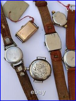 Lot of 9 Art Deco Vintage Watches for Parts or Repair Restoration Project