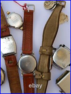 Lot of 9 Art Deco Vintage Watches for Parts or Repair Restoration Project