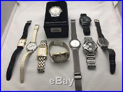Lot of 9 Gentlemen's VINTAG Watches Some for Parts/Repair, Bulova, Timex, Benrus