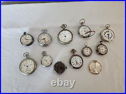 Lot of Pocket Watches, Etc, Wind Up, Cases, For Parts, All Need Repair, NOT WORKING