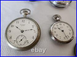 Lot of Pocket Watches, Etc, Wind Up, Cases, For Parts, All Need Repair, NOT WORKING