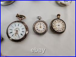 Lot of Pocket Watches, Etc, Wind Up, Cases, For Parts, All Need Repair, NOT WORKING