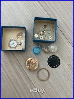 Lot of Vintage Tudor Watch Parts 390 Movement Waffle Dial For Repair Projects