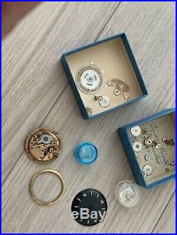 Lot of Vintage Tudor Watch Parts 390 Movement Waffle Dial For Repair Projects