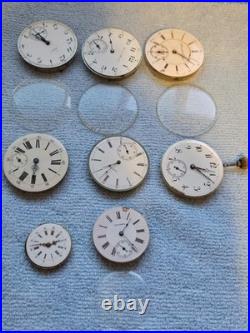 Lot of pocket watch movements for repair or parts