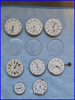 Lot of pocket watch movements for repair or parts