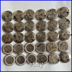Lot of30 SwissFHF 96/FHF 96-4 Watch Movements-ForParts or Repair Mixed Condition