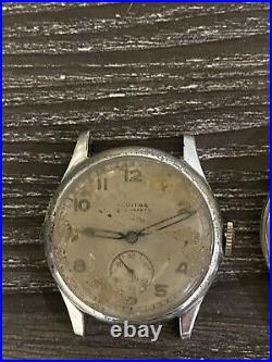 MENS 50s MILITARY WATCH LOT 6 WATCHES BLACK DIAL PARTS REPAIR LOT GROUP