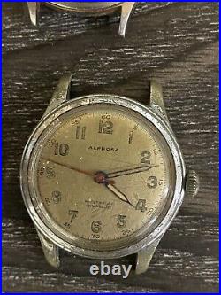 MENS 50s MILITARY WATCH LOT 6 WATCHES BLACK DIAL PARTS REPAIR LOT GROUP