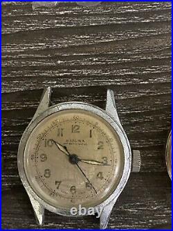 MENS 50s MILITARY WATCH LOT 6 WATCHES BLACK DIAL PARTS REPAIR LOT GROUP