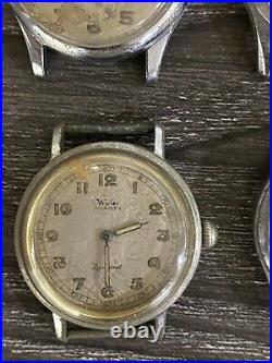 MENS 50s MILITARY WATCH LOT 6 WATCHES BLACK DIAL PARTS REPAIR LOT GROUP